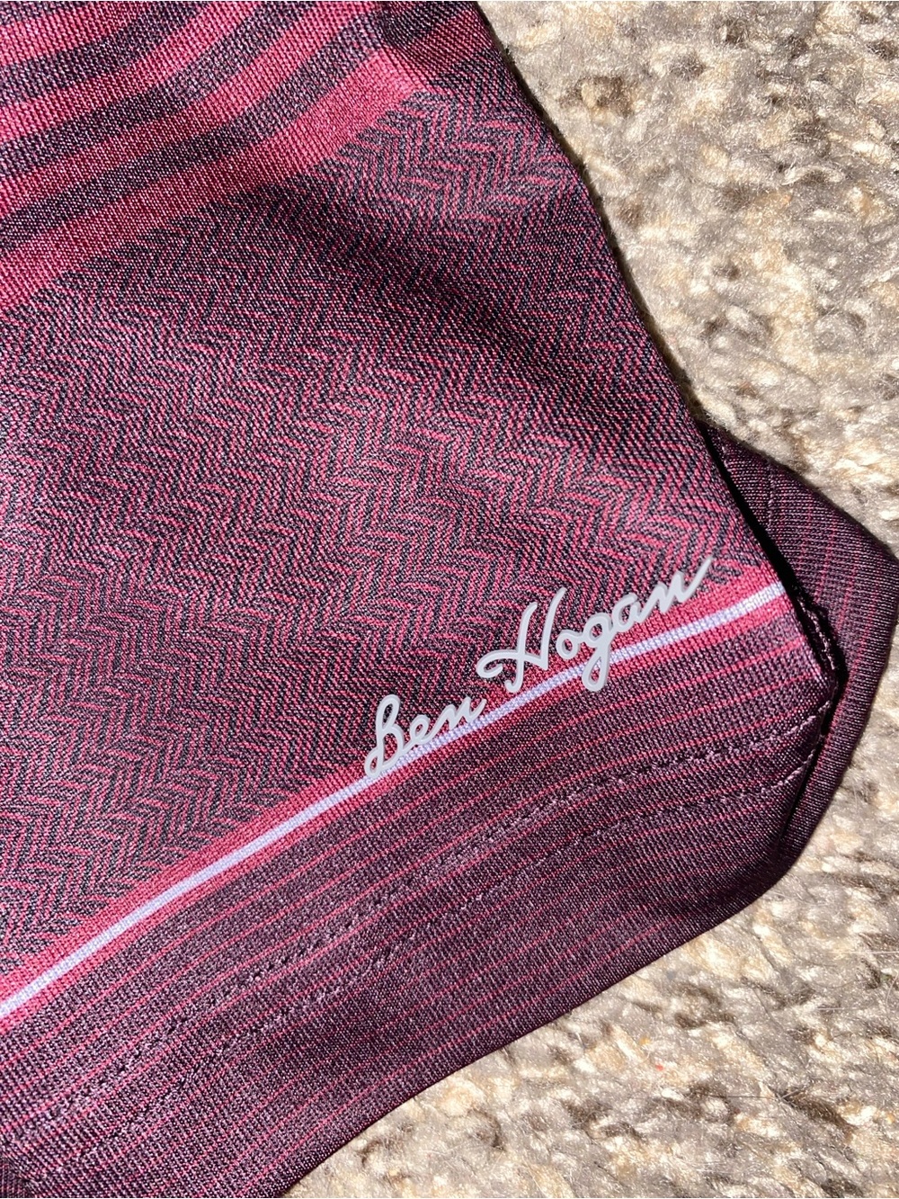 Hogan Men’s Polo in Burgundy and Dark Burgundy Stripes - Picture 2 of 5